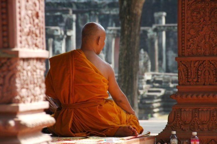 Monk in Temple at Angkor