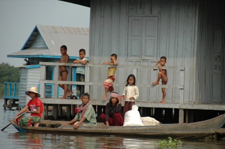 Kids on a Floating House - Battambang, Cambodia