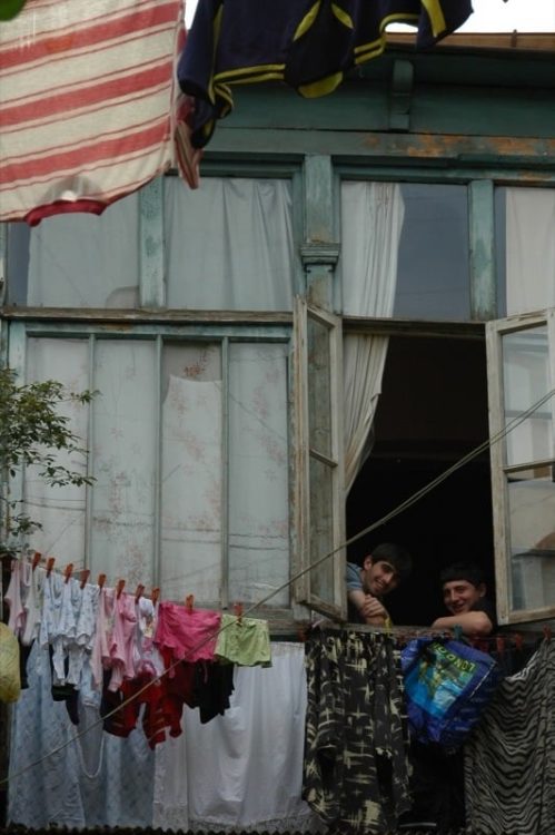 Boys Watching their Laundry - Tbilisi, Georgia