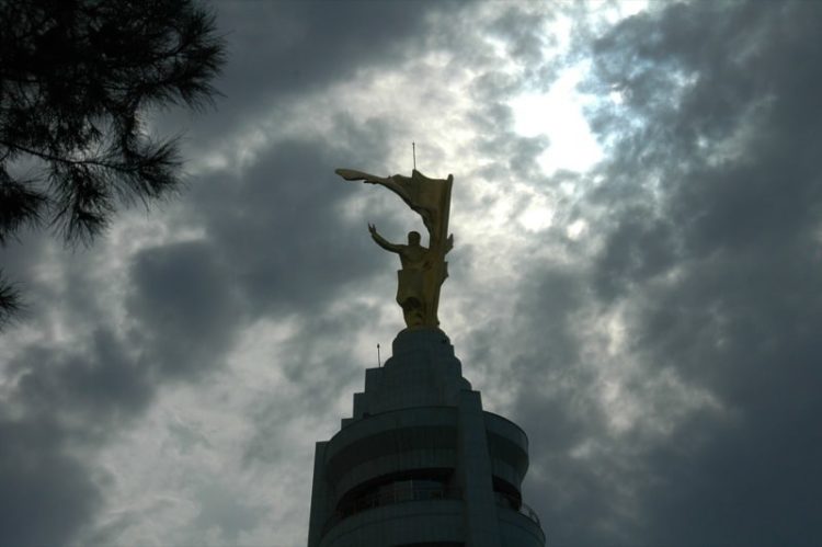 Turkmenbashi Statue in Clouds - Ashgabat, Turkmenistan