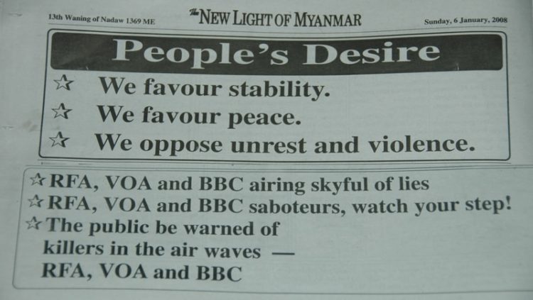 Burmese Newspaper Headlines