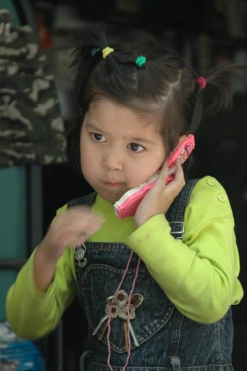 Little Kazakh Girl on the Phone - Almaty, Kazakhstan