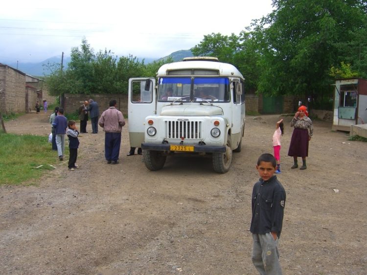 Old Bus and People in Tatev