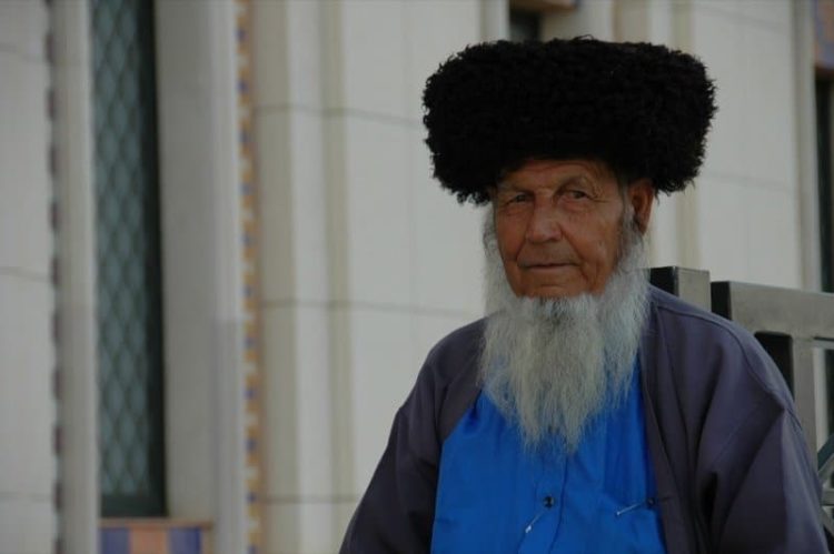 Elderly Man at Saparmyrat Hajii Mosque - Geok-Depe, Turkmenistan