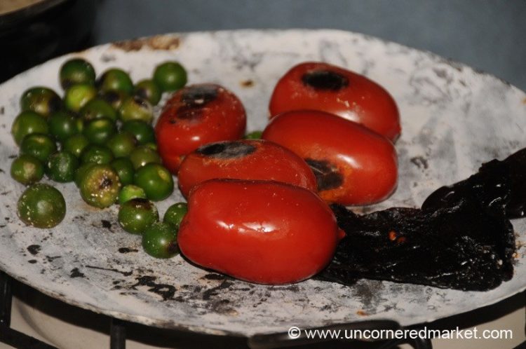 Pepian Ingredients - Tomatoes, Tomatillos and Chili Peppers - Xela, Guatemala