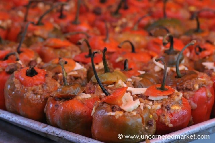 Full Tray of Rocotos Rellenos - Mistura Gastronomy Festival in Lima, Peru