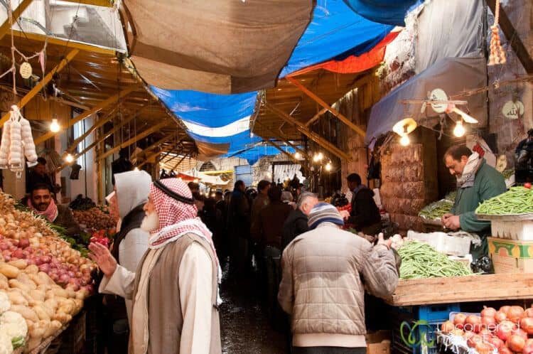 Lively food market in downtown Amman, Jordan