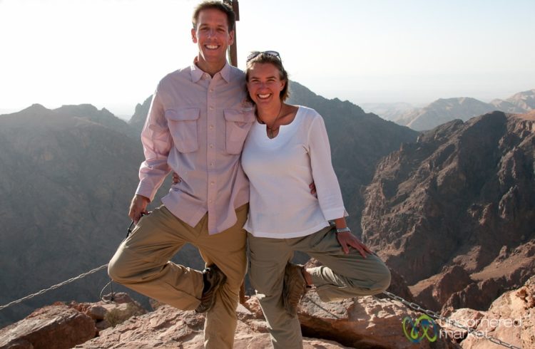 Audrey and Dan near Monastery at Petra in Jordan.
