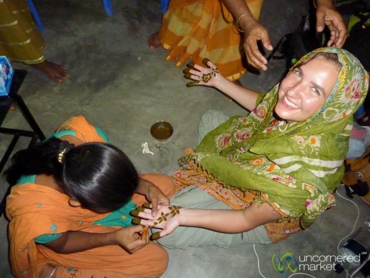 Audrey Gets Mehndi (Henna) Decoration on Hands - Hatiandha, Bangladesh