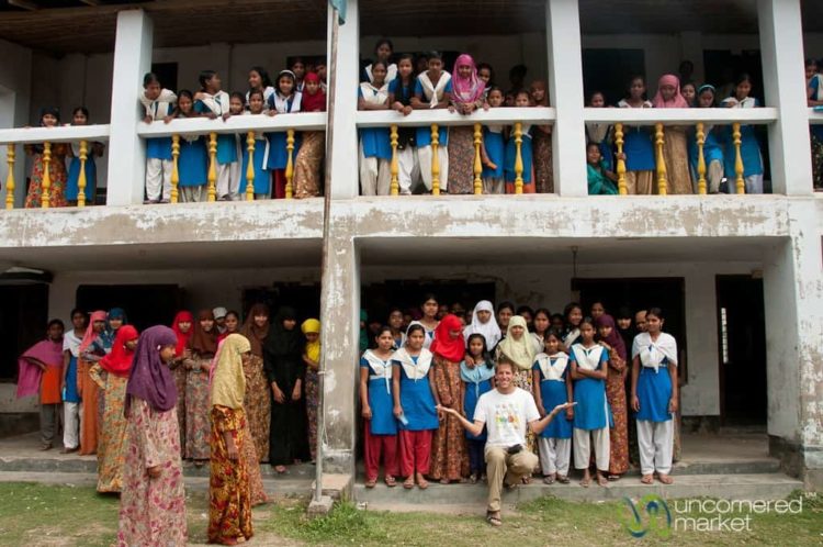 Dan with Female Students at School - Hatiandha, Bangladesh