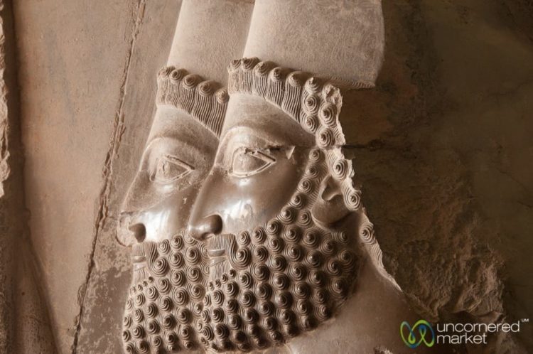 Persian Soldier Faces, a Relief - Persepolis, Iran