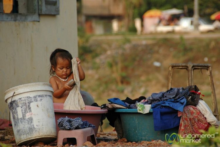 Scrubbing Clothes - Battambang