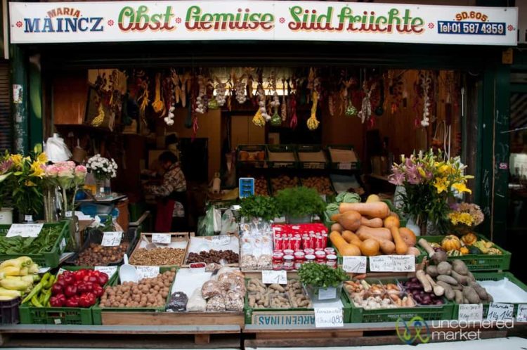 Vegetable Stand at Naschmarkt in Vienna, Austria