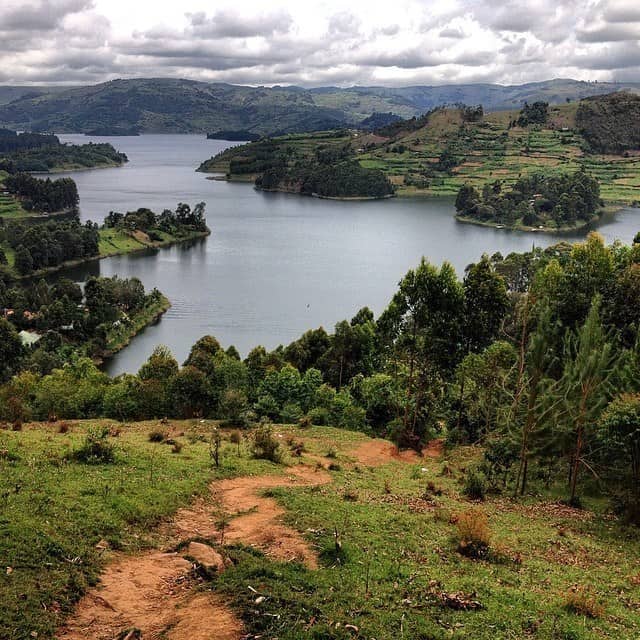 The view above Lake Bunyonyi, Uganda.
