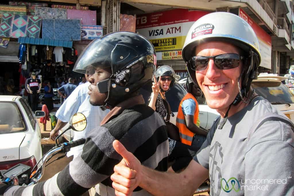 Dan Enjoying His Boda Boda Tour of Kampala - Uganda