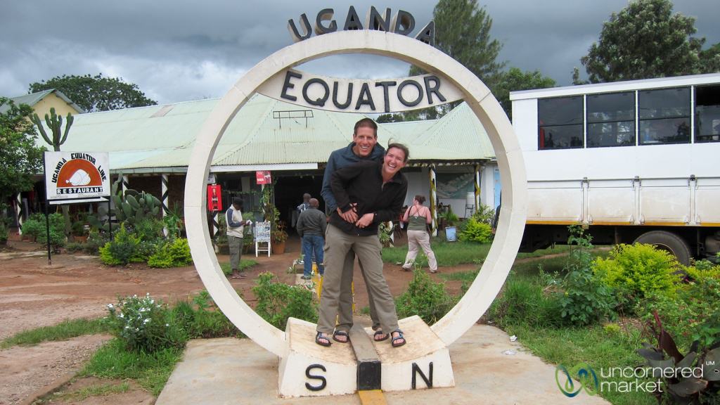 Dan and Audrey at the Equator in Uganda