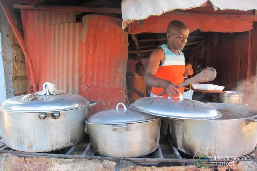 Haiti street food in Jacmel.
