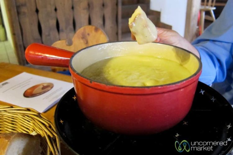 Cheese Fondue at Le Chalet - Chateau d'Oex, Switzerland