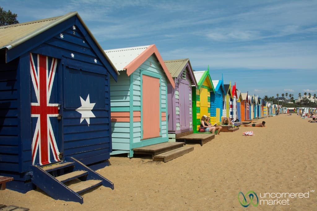 Australia Vacation, Brighton Beach Bathing Huts near Melbourne