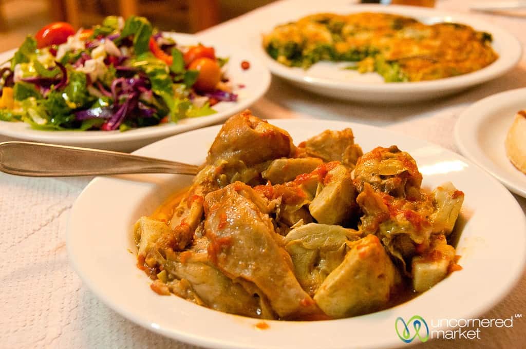 Crete Food, Main Dish of Rabbit and Artichokes
