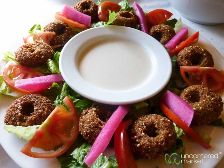 Jordan food, plate of falafel