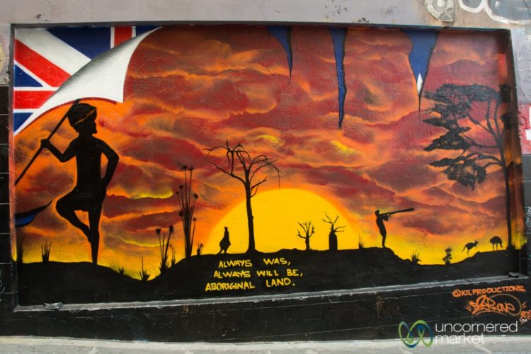Melbourne Street Art with Message about Aboriginal Rights