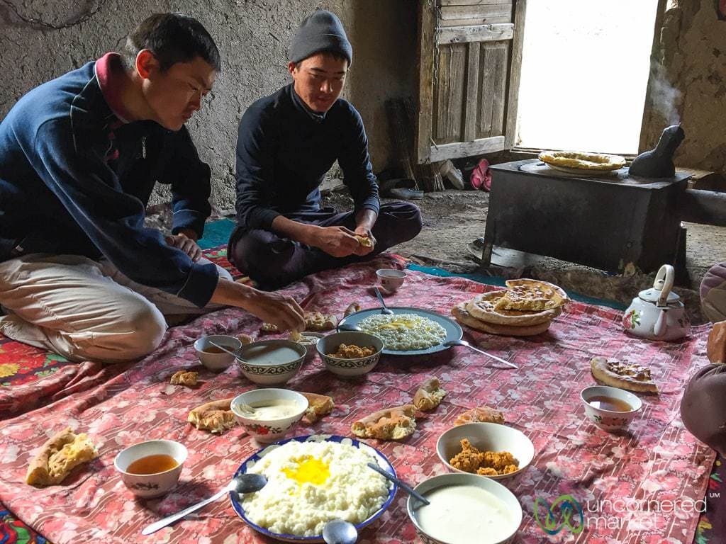 Trekking in the Alay Mountains, Kyrgyzstan - Eating with Local Family