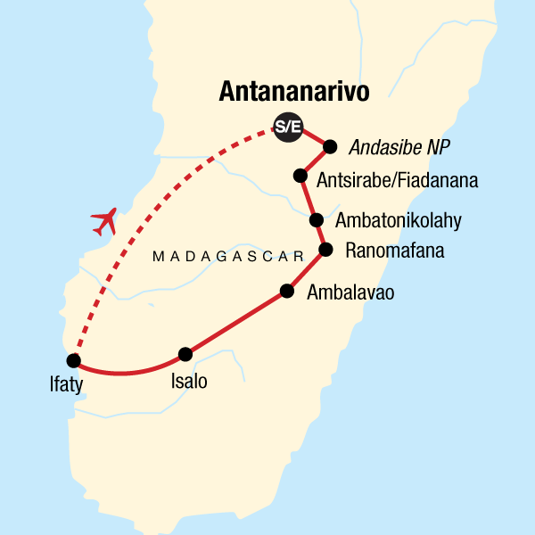 Map of our Madagascar Tour with G Adventures 